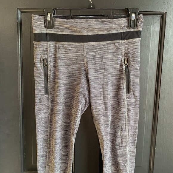 Lululemon Leggings Women Size 6 Black Gray Inspire Tight II Athletic Activewear - Picture 2 of 8